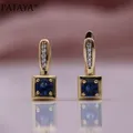 PATAYA-Boucles d'oreilles pendantes carrées mignonnes pour femmes cadeau pour fille 585 or rose