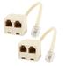 Unique Bargains 2 Pcs 6P4C RJ11 Male to Double Female M/F Splitter Telepone Connector Adapter