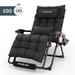 Techmilly Oversized Zero Gravity Chair Set of 1 29In XL Lawn Chair with Cushion Support 500LB Black