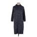 Gap Casual Dress - Sweater Dress Turtleneck 3/4 sleeves: Blue Dresses - Women's Size X-Small