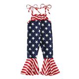 Christmas Romper Baby Girl Sunflower Baby Girl Outfit Toddler Kids Girls 4th Of July Prints Sleeveless Independence Day Jumpsuit Pants Outfits Set Jumpsuit Toddler Girl