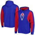 Men's Mitchell & Ness Royal/Red Atlanta Braves Colorblocked Fleece Pullover Hoodie