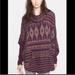 Free People Sweaters | Free People Rosie Lee Poncho Sweater Turtle Neck Kangaroo Pocket Bat Sleeve Xs | Color: Purple/Tan | Size: Xs