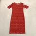 Lularoe Dresses | Lularoe Fitted Midi Bodycon Short Sleeve Julie Dress Red Paisley Floral Women Xs | Color: Red | Size: Xs