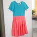 Lularoe Dresses | Lularoe Amelia Dress Mint Coral With Pockets | Color: Blue/Pink | Size: S