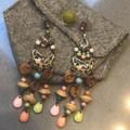 Anthropologie Jewelry | Adorable Vintage Pastel Anthropologie Chandelier Earrings | Color: Gold/Pink | Size: 4 Inches