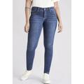 Skinny-fit-Jeans MAC "Dream Skinny" Gr. 42, Länge 30, blau (mid blue authentic wash) Damen Jeans Röhrenjeans