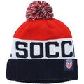 Men's Nike Navy/Red USMNT Classic Stripe Cuffed Knit Hat with Pom