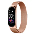 Montre numérique de luxe pour femmes or Rose électronique LED Bracelet en métal mode lumineuse