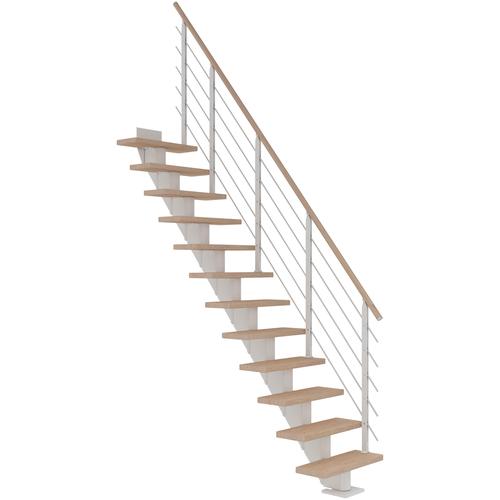 „DOLLE Mittelholmtreppe „“Frankfurt““ Treppen Eiche weißMetall Gr. gerade, weiß Treppen“