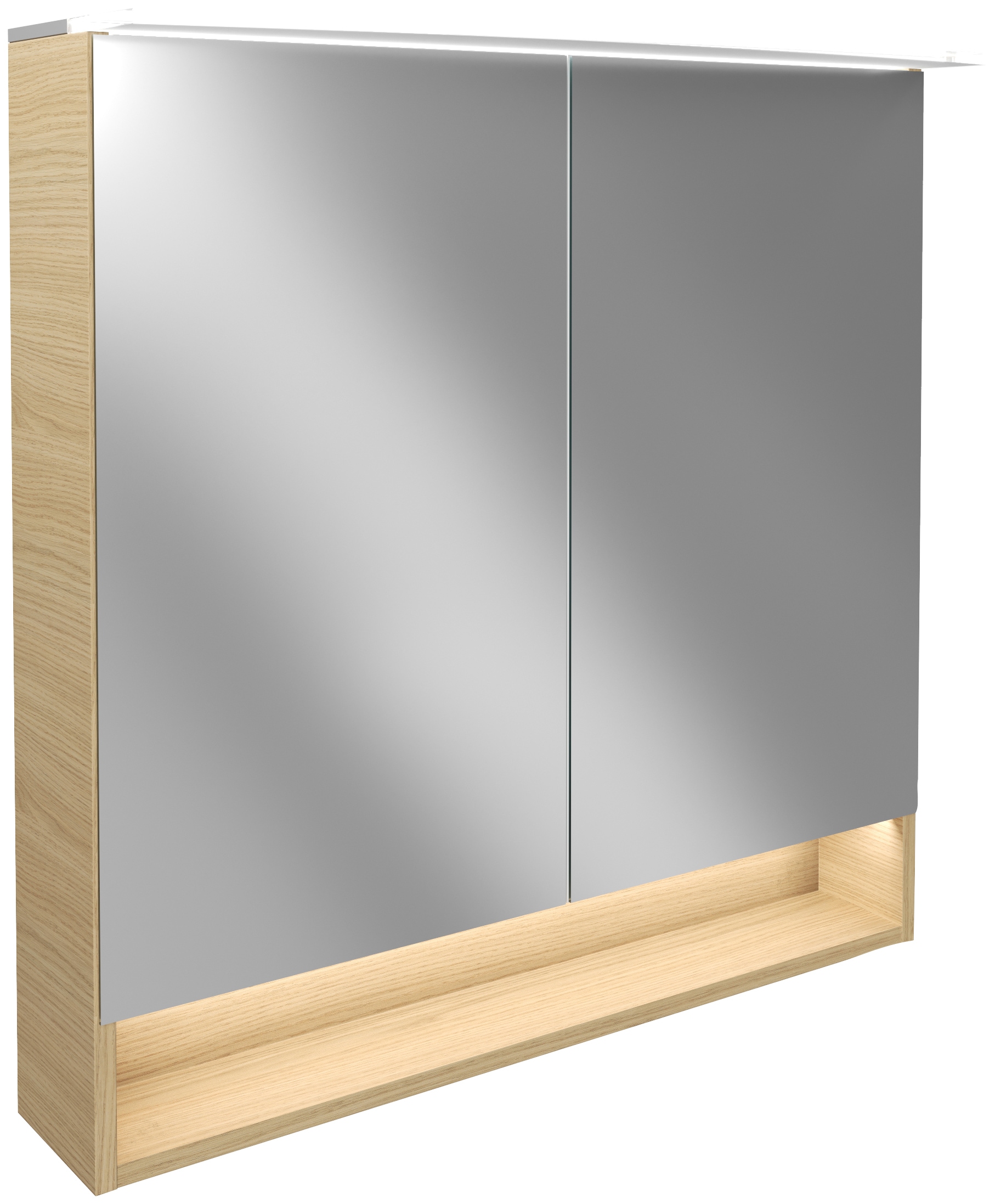 Spiegelschrank FACKELMANN "B.Style", braun (sandeiche), B:80 H:81,2 T:15,3, Schränke, Badmöbel Image