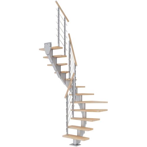 „DOLLE Mittelholmtreppe „“Frankfurt““ Treppen Gr. 1/2 gewendelt, grau (perlgrau) Treppen“