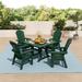 Polytrends Laguna 5-Piece Square Poly Eco-Friendly All Weather Outdoor Dining Set with Armchairs