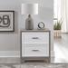Palmetto Heights Two-Tone Shell White Driftwood 2 Drawer Nightstand with Charging Station