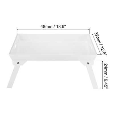 2Pcs 48x32x24cm Breakfast Tray Table Bed Tray with Folding Leg Laptop Desk White