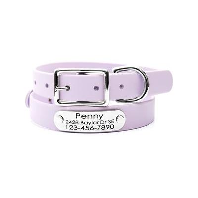 "Mimi Green Waterproof with Riveted Name Plate Dog Collar, Pastel Purple, Large 1"""