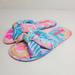 Lilly Pulitzer Shoes | Lilly Pulitzer Pool Slippers In Sea Glass Aqua Rainforest Retreat M / L 8/9 | Color: Blue/Pink | Size: 8.5