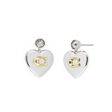Coach Jewelry | Coach Women's Signature Heart Drop Earrings | Color: Silver | Size: Os