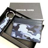 Michael Kors Bags | Nwt $100 Michael Kors Card Wallet + Key Chain Logo 86f2sgfd1u Camouflage Boxed | Color: Black/Blue | Size: Os