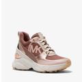 Michael Kors Shoes | Michael Kors Mickey Canvas And Leather Olympia Trainer Size 7 | Color: Pink/White | Size: 7