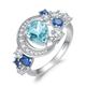 JewelryPalace Moon Star 2.2ct Pear Cut Genuine Sky Blue Topaz Created Sapphire Statement Rings for Women, 14k White Gold Plated 925 Sterling Silver Ring for Her, Natural Gemstone Jewellery Sets 7