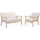Banquette et fauteuil 3 places en bois et tissu. Isak. l 114 x p 69.5 x h 73cm Polyester Beige