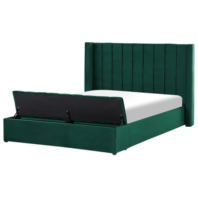 Polsterbett Smaragdgrün 160 x 200 cm aus Samtstoff mit Stauraum Elegantes Doppelbett Modernes Design
