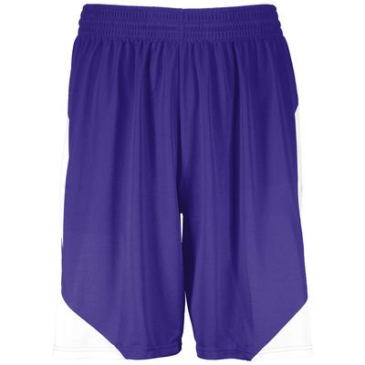 Augusta Sportswear 1734 Youth Step-Back Basketball Shorts in Purple/White size Medium | Polyester