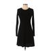 Gap Casual Dress - A-Line Crew Neck Long sleeves: Black Print Dresses - Women's Size X-Small