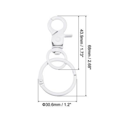 44mm Swivel Clasps Lanyard Snap Hook with Binder Ring for DIY White - 68mm