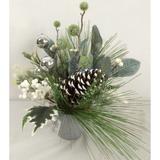 Pinecones Berries Balls And Greens Potted Faux Plants And Trees - Green