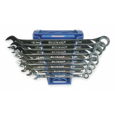 WESTWARD 1LCD3 Ratcheting Wrench Set,Pieces 8