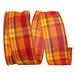 Orange Yellow Brown and Red Plaid Wired Ribbon