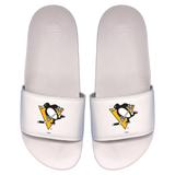 Men's ISlide White Pittsburgh Penguins Primary Logo Motto Slide Sandals