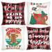 4 Pieces Christmas Printed Linen Home Sofa Cushion Covers