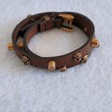 Gucci Jewelry | Authentic Gucci Unisex Brown Leather Feline Head Studded Double Wrap Bracelet S/ | Color: Brown | Size: S