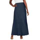 Plus Size Women's Stretch Knit Maxi Skirt by The London Collection in Navy (Size 12) Wrinkle Resistant Pull-On Stretch Knit