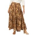 Plus Size Women's Flowing Crinkled Maxi Skirt by Jessica London in Chocolate Circle Dye (Size 12) Elastic Waist 100% Cotton