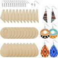 60 Unpolished Wooden Earrings Pendant Pendant Blank Teardrop and Conical Cut Pendant for DIY Handmade Jewelry Production