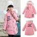 Floleo Girls Kids Outfits Toddler Kids Children Girls Letter Cute Thick Hooded Zipper Jacket Coat Clothes