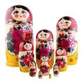 Heka Naturals Semyonov Nesting Dolls | All Natural Wooden Matryoshka Doll Set of 10 (25 cm) - Traditional Babushka Home Decor, Wooden Stacking Toys, Handmade Toys & Games, Shape Sorter Accessories