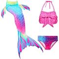 QWERTYUI Children's Swimwear Bikini, 3-piece Mermaid Swimsuit, Beach Suit, Children's Swimsuit, Hot Spring Swimsuit Beautiful clothing,Pink-100