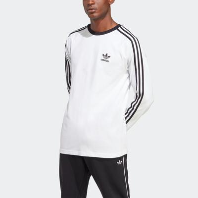 Langarmshirt ADIDAS ORIGINALS "ADICOLOR CLASSICS 3STREIFEN LONGSLEEVE", Herren, Gr. S, weiß, Jersey, Obermaterial: 100% Baumwolle, sportlich, Rundhals, Langarm, Shirts Image