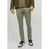 Chinos JACK & JONES "JPSTMARCO mit Stretchkomfort und schmalem Bein", Herren, Gr. 30, Länge 34, grün (deep lichen grün), Web, Obermaterial: 98% Baumwolle, 2% Elasthan, unifarben, modisch, slim fit normal, Hosen, mit Reißverschluss
