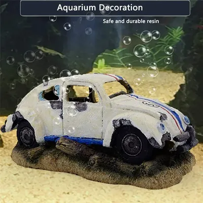 Décoration d'aquarium en résine de voiture d'épave verre de stockage de poisson parfait décoration