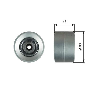 GATES Umlenk-/Führungsrolle, Keilrippenriemen Universal 80mm für MERCEDES-BENZ A0005501833 4572001370 A0005501333 T36745 Image