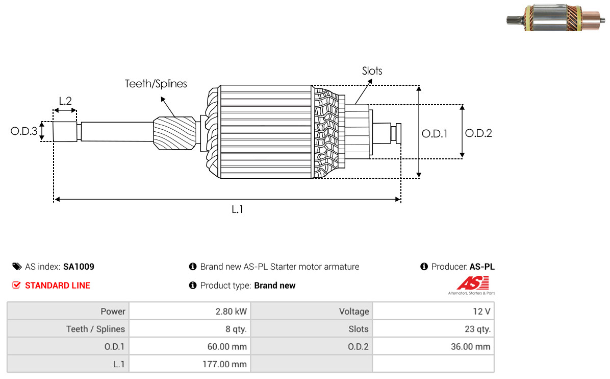 AS-PL Anker, Starter Universal 12V 60,00mm SA1009 Image