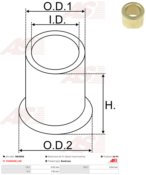 AS-PL Buchse, Starterwelle Universal SBU9026 Image