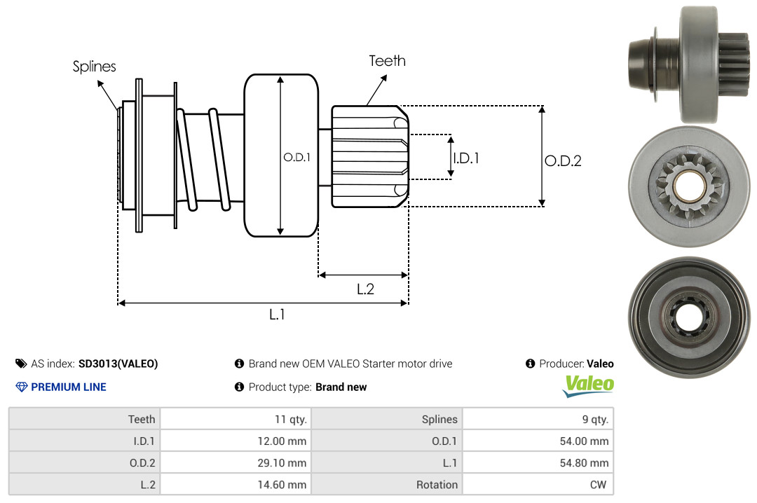 AS-PL Freilaufgetriebe, Starter SD3013(VALEO) Universal Image