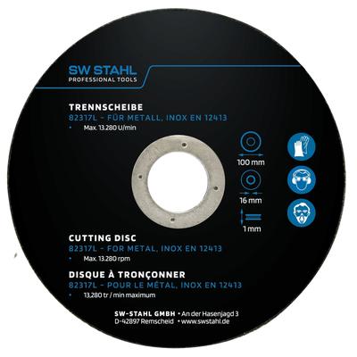 SWSTAHL Trennscheibe für Metall, 100 x 1,0 16 mm, 10 Stück Trennscheibe, Winkelschleifer 82317L Image